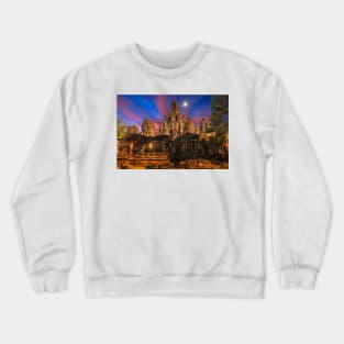 Bayon temple sunset and moonrise Crewneck Sweatshirt